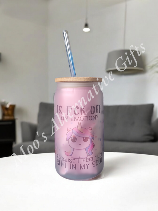 Naughty Unicorn Glass Can