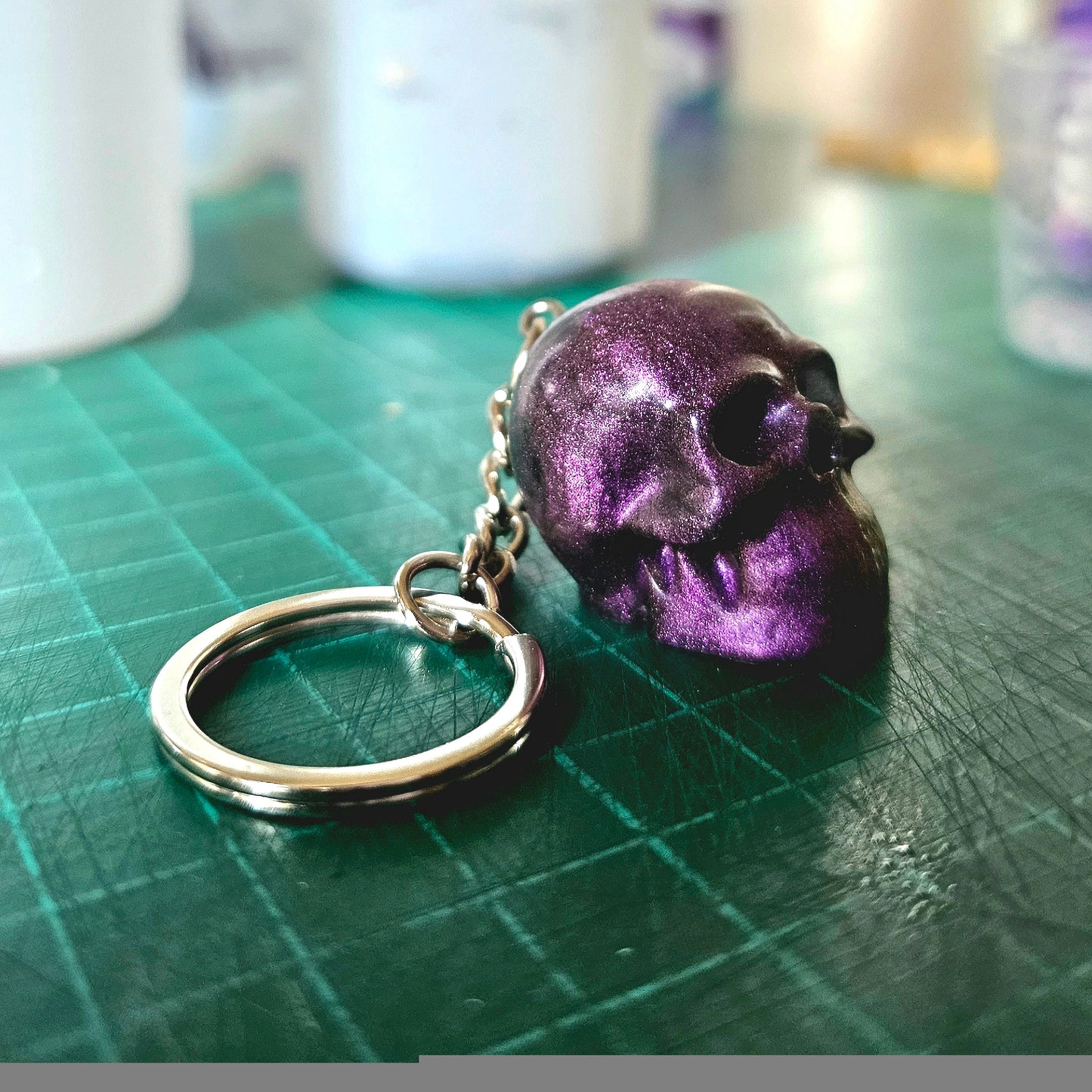 Resin Skull Keyring